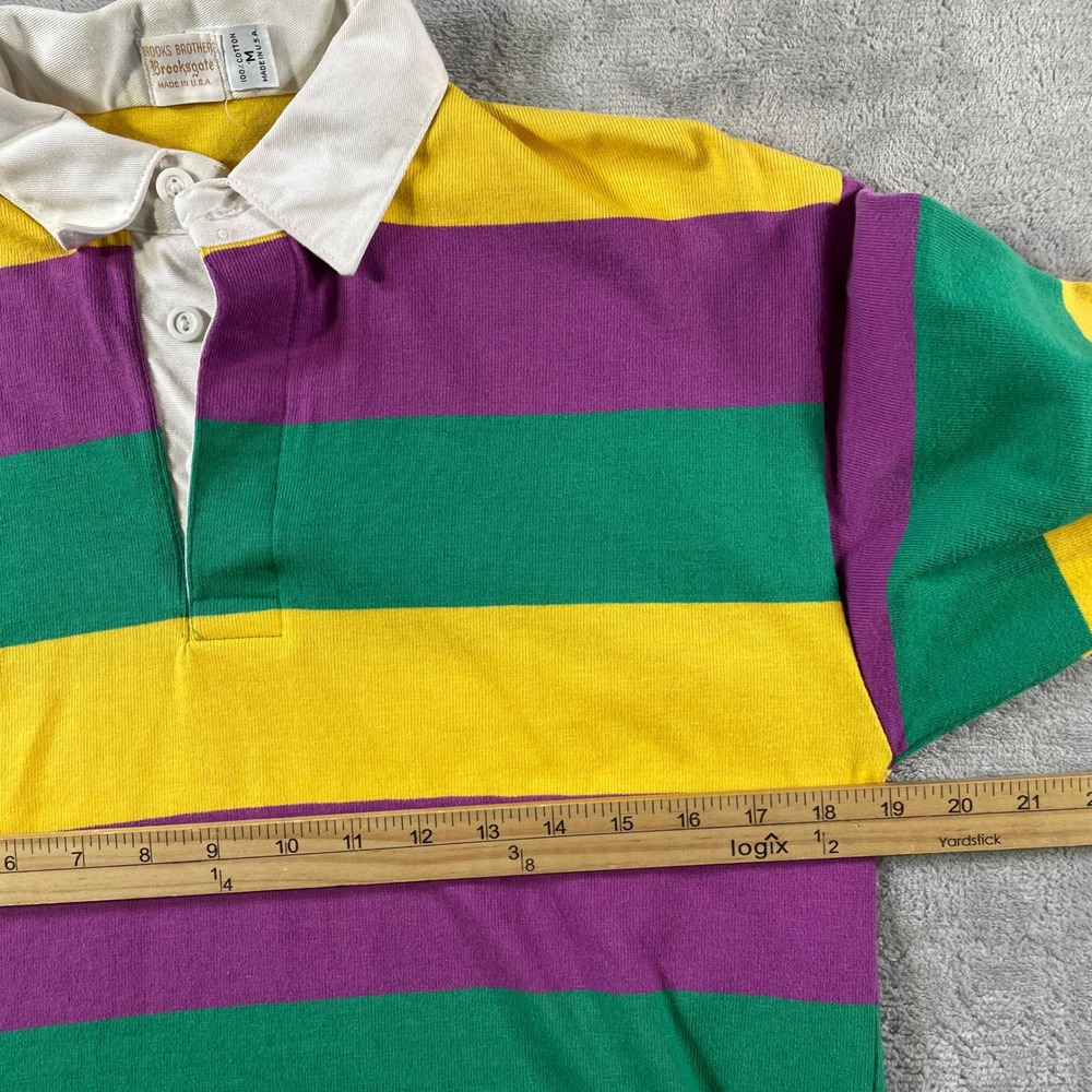 Vintage Brooks Brothers Brooksgate Rugby Shirt Mens Medium Colorful Striped USA - Picture 4 of 10